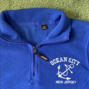 Ocean City New Jersey Blue Fleece 1/4 zip Pullover- S/P